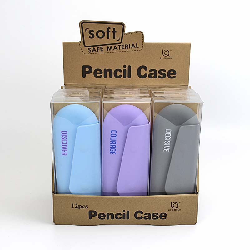 QS-2027 magnetic simple silicone pencil bag