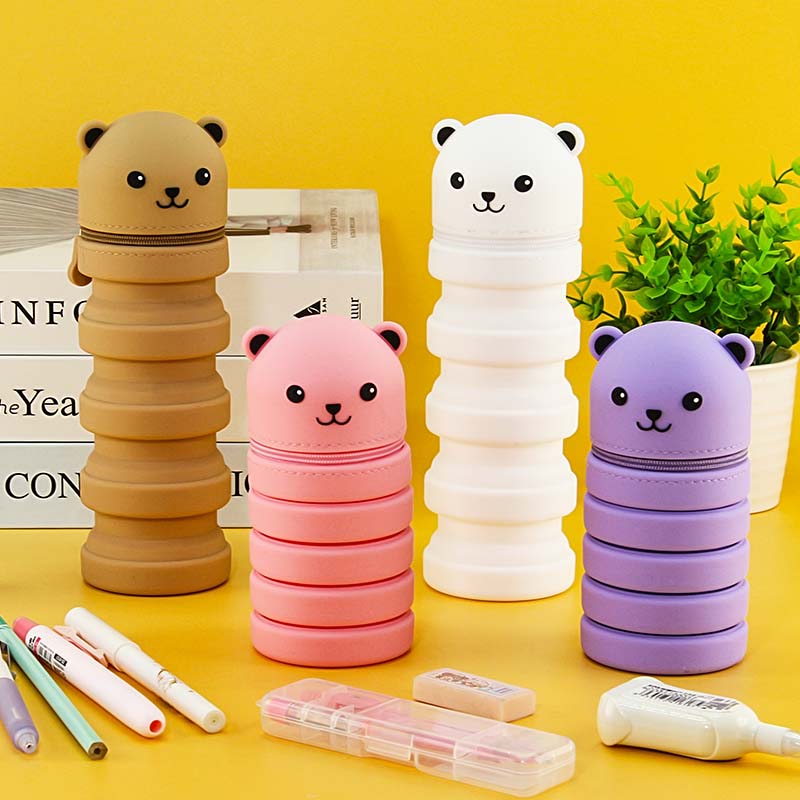 WD-309 Bear Scalable Silicone Pencil Case