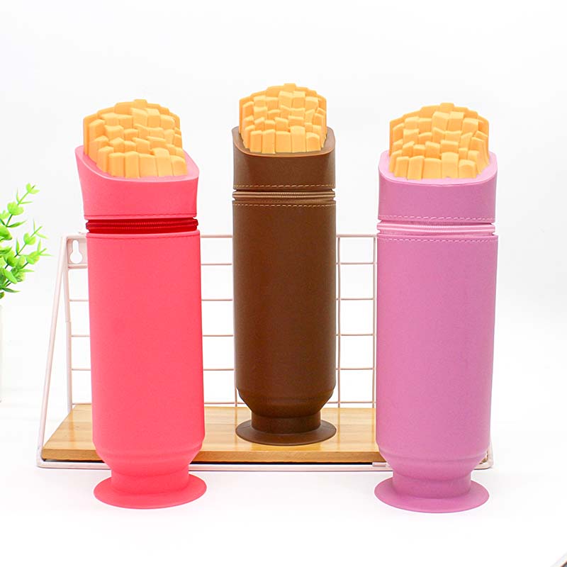 QS-2014 French Fries Sucking Silicone Pencil Bag
