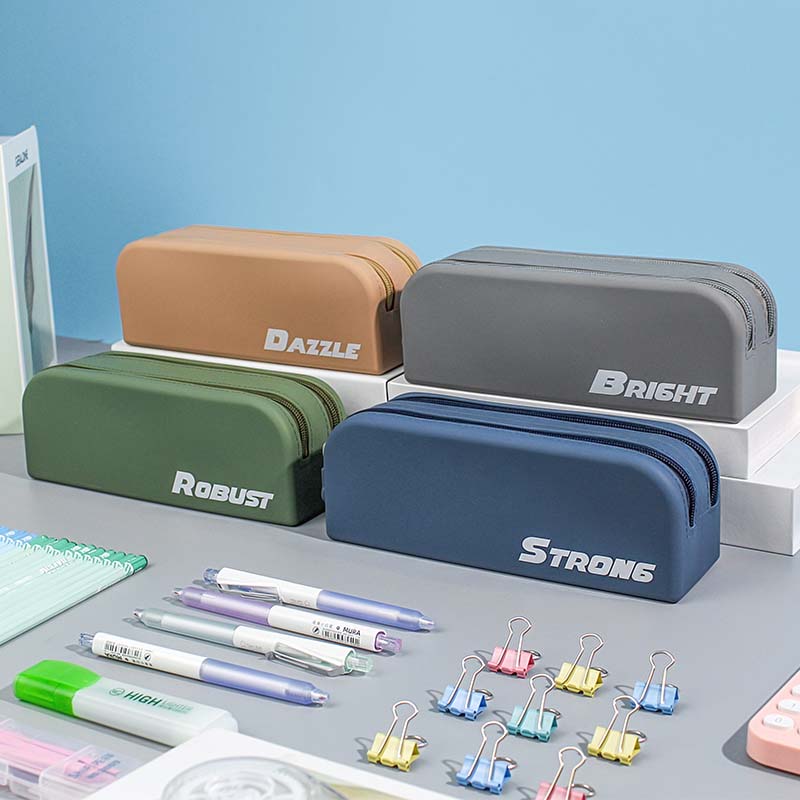 QS-2005 Double Layer Large Capacity Silicone Pencil Case