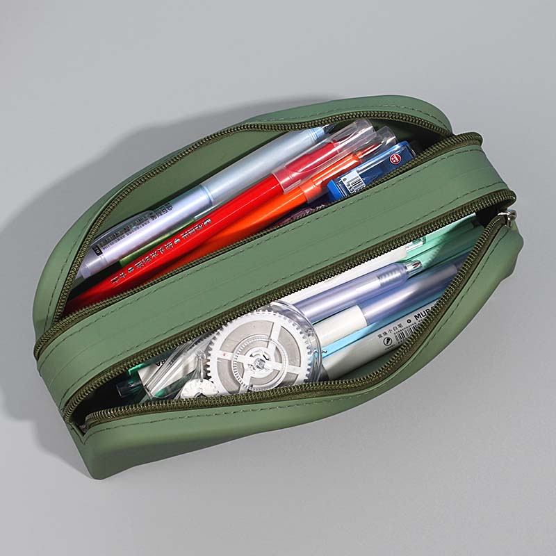 QS-2005 Double Layer Large Capacity Silicone Pencil Case