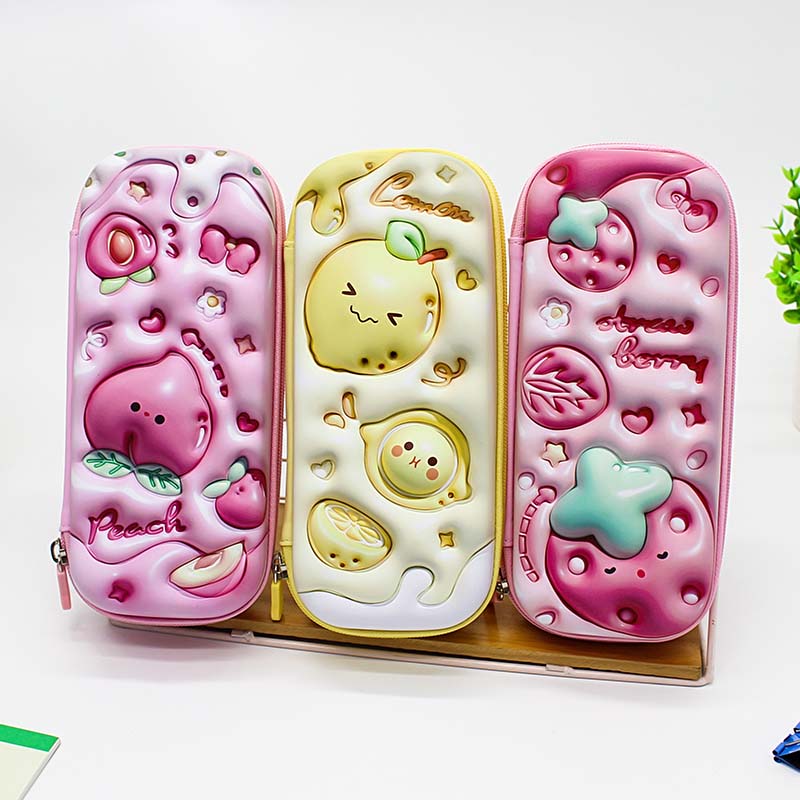 JS-6655 Peach Lemon Strawberry Hotsell EVA Materials Pen Box For Kids