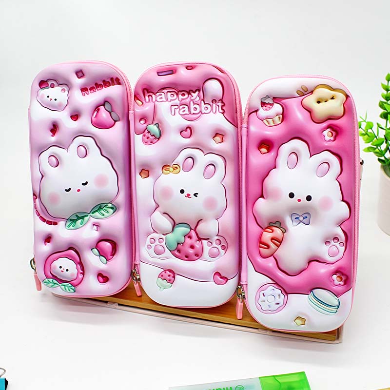 JS-6654 Happy Rabbit EVA Pretty Kid'S Pen Case With Nice Printing