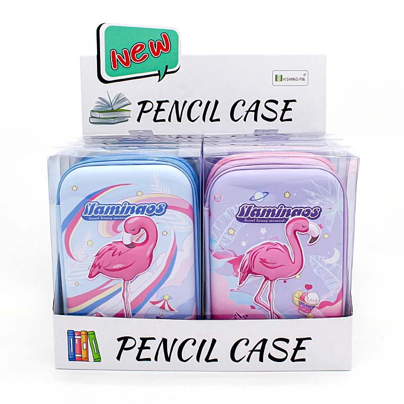 JS-6653 Flamingo Youthful Large Capacity 3D EVA Pen Case