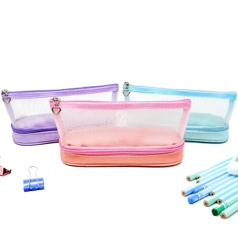 JS-6681 Gauze 2 Layers Multifunctional Pencil Bag