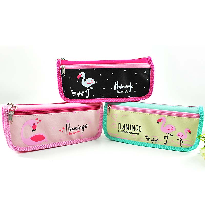 JS-8023 Flamingo 2 Layers Pencil Bag