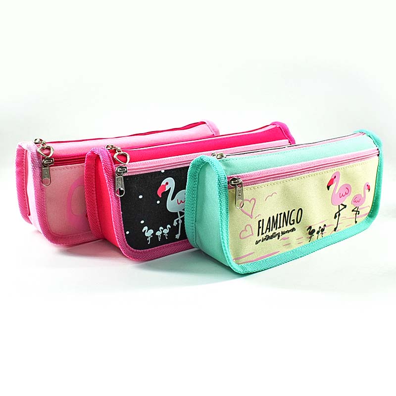 JS-8023 Flamingo 2 Layers Pencil Bag