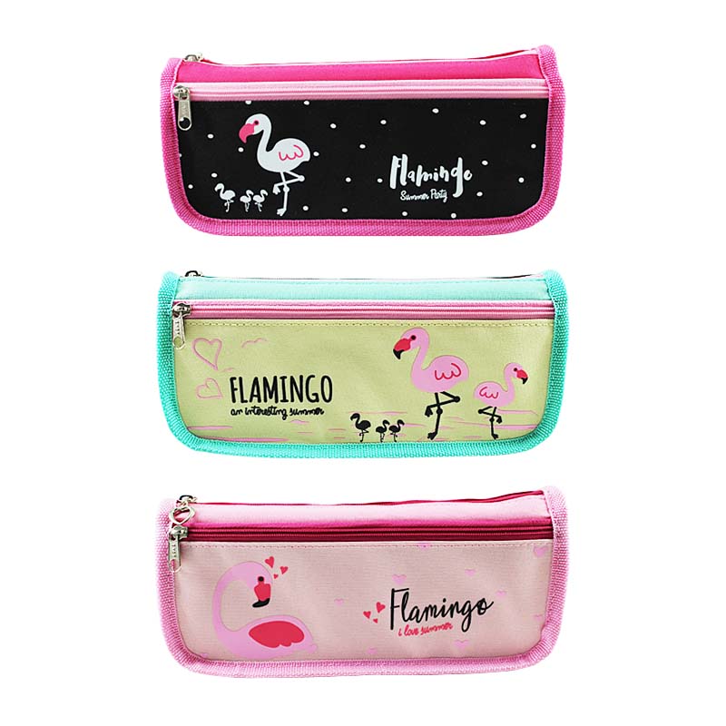 JS-8023 Flamingo 2 Layers Pencil Bag